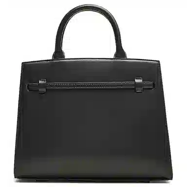 他她 同款质感简约 人造革 手提包 中号 女款 黑色/杏色