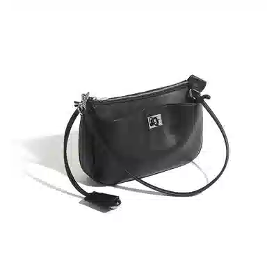 维尼奥 小众高级感通勤小方包复古锁扣简约百搭女包小众休闲气质品牌腋下法棍包 合成革 单肩斜挎包 常规 女款 黑色