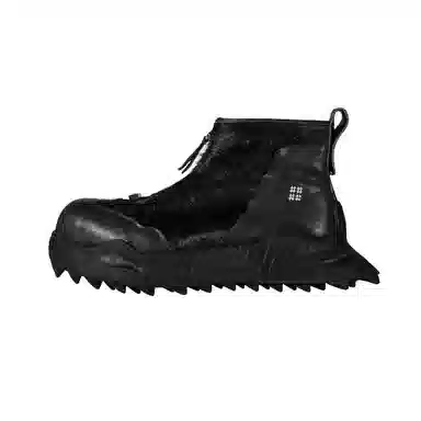 编界 牛皮 时尚休闲潮流复古 短靴 男款 黑色