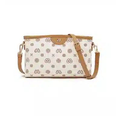 老人头 时尚通勤百搭小众休闲气质单肩小方包 合成革 斜挎包 常规 女款 咖色/白色