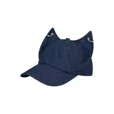 尚先生 小众个性可爱狐狸耳朵金属扣牛仔 聚酯纤维 鸭舌帽草帽 女款