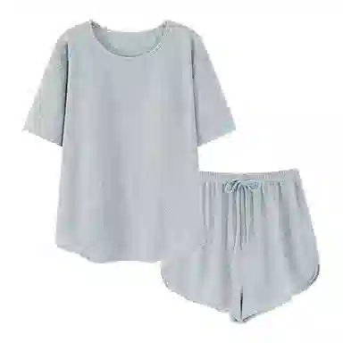 夏芬妍 柔软舒适慵懒风纯色圆领家居服亲肤休闲带胸垫短袖短裤时尚可外穿睡衣套装 女款 浅灰色