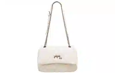 妙迪 小香风高级感简约精致时尚百搭气质通勤菱格绣线少女链条包小方包腋下包 牛皮 单肩斜挎女包 常规 女款 奶昔白