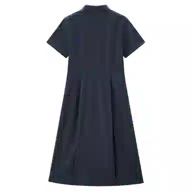 佐丹奴 收腰梭织衬衫式时尚短袖连衣裙 女款