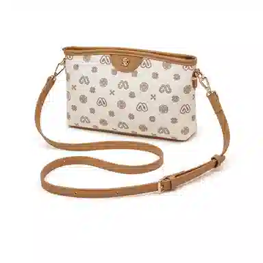 老人头 时尚通勤百搭小众休闲气质单肩小方包 合成革 斜挎包 常规 女款 咖色/白色