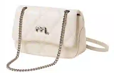 妙迪 小香风高级感简约精致时尚百搭气质通勤菱格绣线少女链条包小方包腋下包 牛皮 单肩斜挎女包 常规 女款 奶昔白