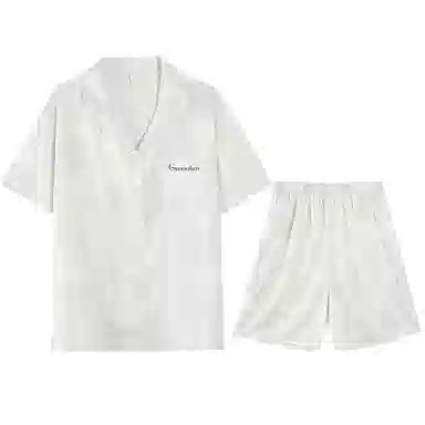 兰缪 凉感舒适透气短袖上衣可外穿家居服五分裤睡衣套装 男款 图片色