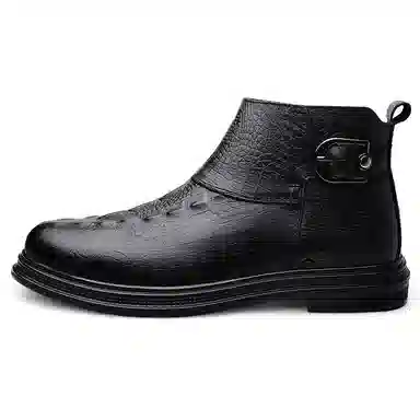 英伦骑士 头层牛皮 时尚简约百搭 短靴 男款 黑色