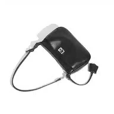 维尼奥 小众高级感通勤小方包复古锁扣简约百搭女包小众休闲气质品牌腋下法棍包 合成革 单肩斜挎包 常规 女款 黑色