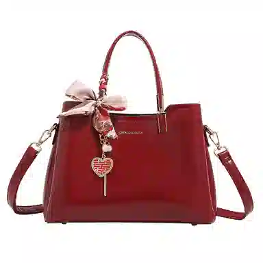 恒源祥 时尚大气高级感清新百搭复古日常通勤 超纤合成革 单肩手提包 女款 酒红色