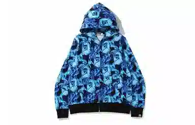 A BATHING APE FLAME WIDE FULL ZIP HOODIE