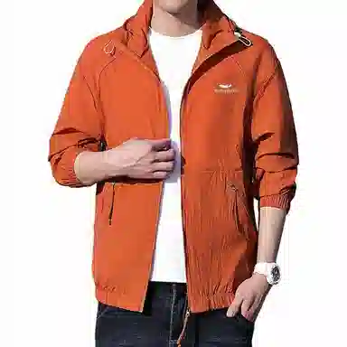 大白鲨 薄款潮牌纯色连帽透气山系户外长袖防晒服 男款