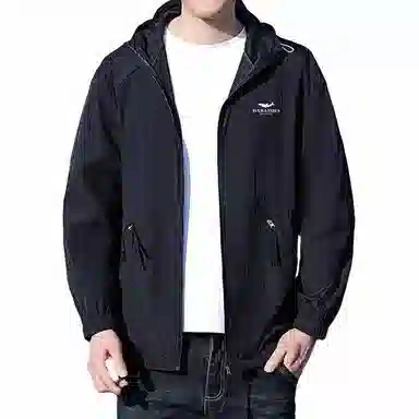 大白鲨 薄款潮牌纯色连帽透气山系户外长袖防晒服 男款