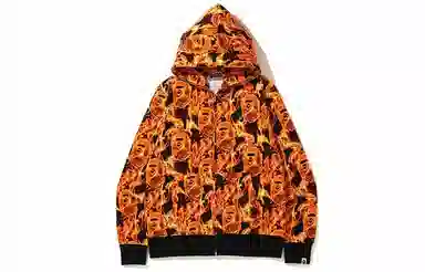 A BATHING APE FLAME WIDE FULL ZIP HOODIE