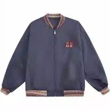 轻迎  民主风提花拼接飞行棒球服 男款