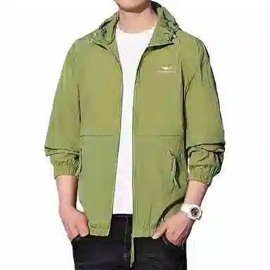 大白鲨 薄款潮牌纯色连帽透气山系户外长袖防晒服 男款