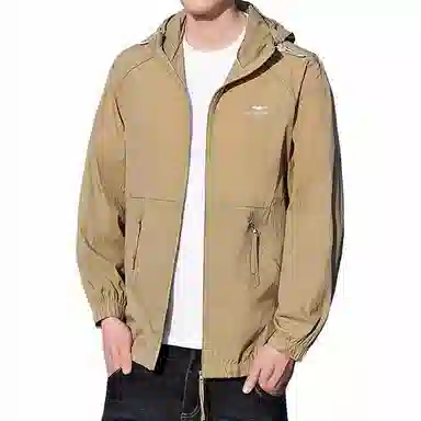 大白鲨 薄款潮牌纯色连帽透气山系户外长袖防晒服 男款