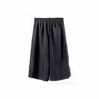 幻象者 宽松纯色直筒薄款百搭七分休闲短裤 男女同款 黑色