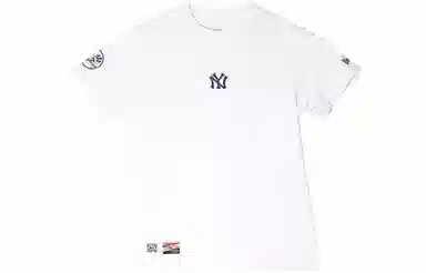 New Era Blue Logo Straight T-Shirt White