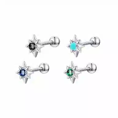 丹琴 八芒星 螺纹个性冷淡风潮流气质高级感百搭 镀银 耳钉 男女同款情侣款