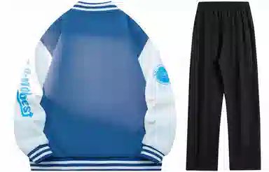 NBNO Retro Letter Logo Baseball Jacket Set