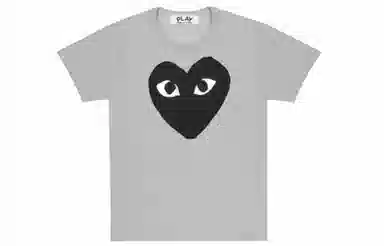 CDG Play Black Heart Print T-Shirt Grey