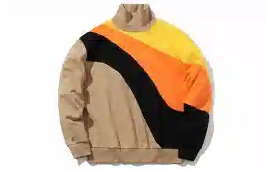 中国李宁 纽约时装周系列 拼色休闲宽松套头卫衣 男款 熏香杏