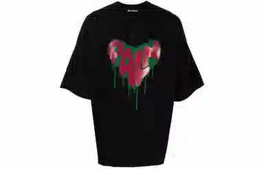 Palm Angels Heart Print T-Shirt Black