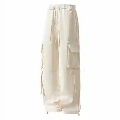 国际米兰足球俱乐部 美式纯色简约多口袋百搭系带直筒工装裤 男女同款