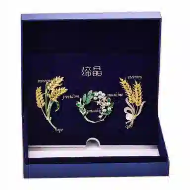 缔晶 森系穗穗平安花环套装 优雅清新复古通勤胸花配饰 合金 胸针 女款