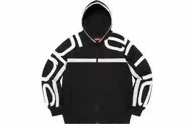 Supreme Big Logo Paneled Zip Up Hooded Sweatshirt