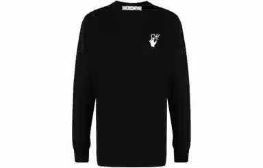 OFF-WHITE FW21 Logo Crewneck Long Sleeve Tee Black