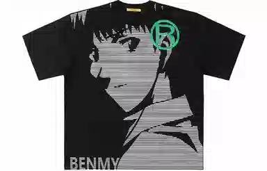 BENMYSHOWER Cartoon Print T-Shirt Black