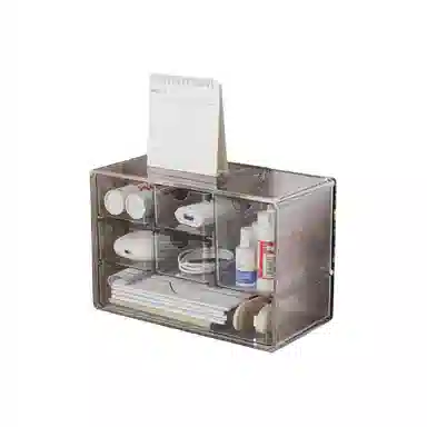 娇雪菲 化妆品收纳盒梳妆台置物架桌面高级感整理抽屉柜透灰色