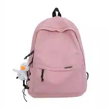 行途 简约大容量旅行背包休闲日系初中生高中大学生书包 尼龙 双肩包 男女同款情侣款 黑色/白色/蓝色/粉色