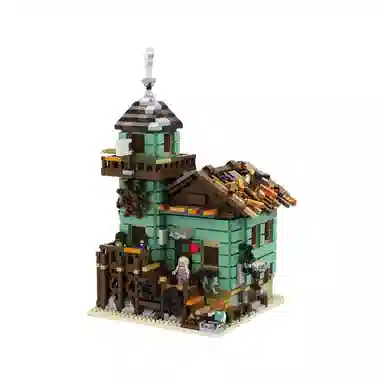 欧洛伊 街景积木渔夫小屋 城堡 拼装模型