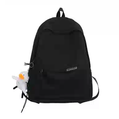 行途 简约大容量旅行背包休闲日系初中生高中大学生书包 尼龙 双肩包 男女同款情侣款 黑色/白色/蓝色/粉色