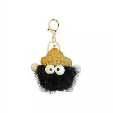 一点潮玩 可爱小煤球 彩虹钥匙扣 玩偶 毛绒挂件