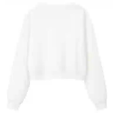 棉致 喵喵伙伴纯色简约圆领弹力吸湿透气短款宽松套头长袖卫衣 女