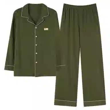 兰缪 翻领开衫长袖长裤简约高级风睡衣套装 男款