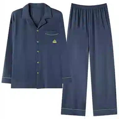 兰缪 翻领开衫长袖长裤简约高级风睡衣套装 男款