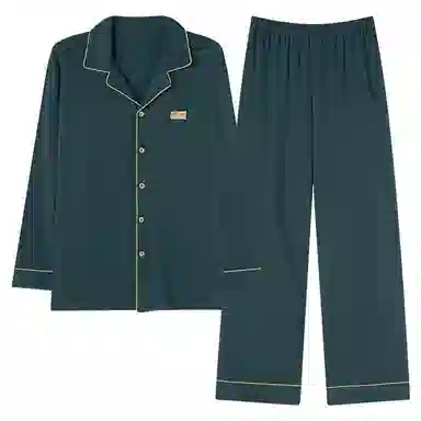 兰缪 翻领开衫长袖长裤简约高级风睡衣套装 男款