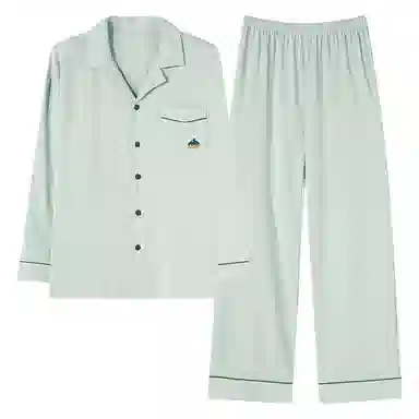 兰缪 翻领开衫长袖长裤简约高级风睡衣套装 男款