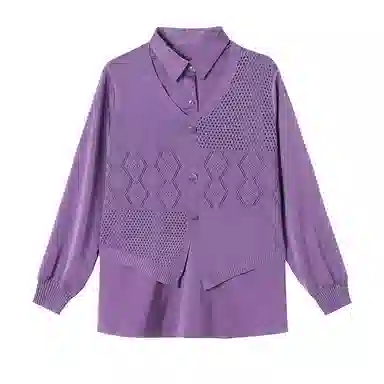 恒源祥 洋气简约百搭翻领纯色长袖针织衫 女款