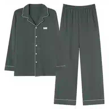 兰缪 翻领开衫长袖长裤简约高级风睡衣套装 男款
