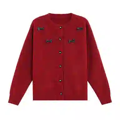 恒源祥 洋气时尚百搭纯色圆领长袖开衫针织衫 女款