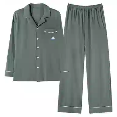 兰缪 翻领开衫长袖长裤简约高级风睡衣套装 男款