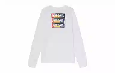 Nike Letter Print Crewneck Long Sleeve Tee White