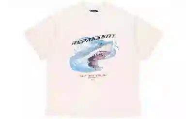 REPRESENT Logo Shark Print T-Shirt White