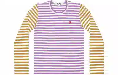 CDG Play SS22 Bi-Colour Stripe T-Shirt GreyPurple T